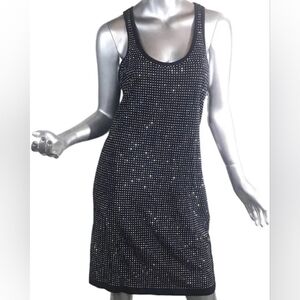 Jennifer Lopez Black Tank Top Dress Size M , front is embellished with Studs